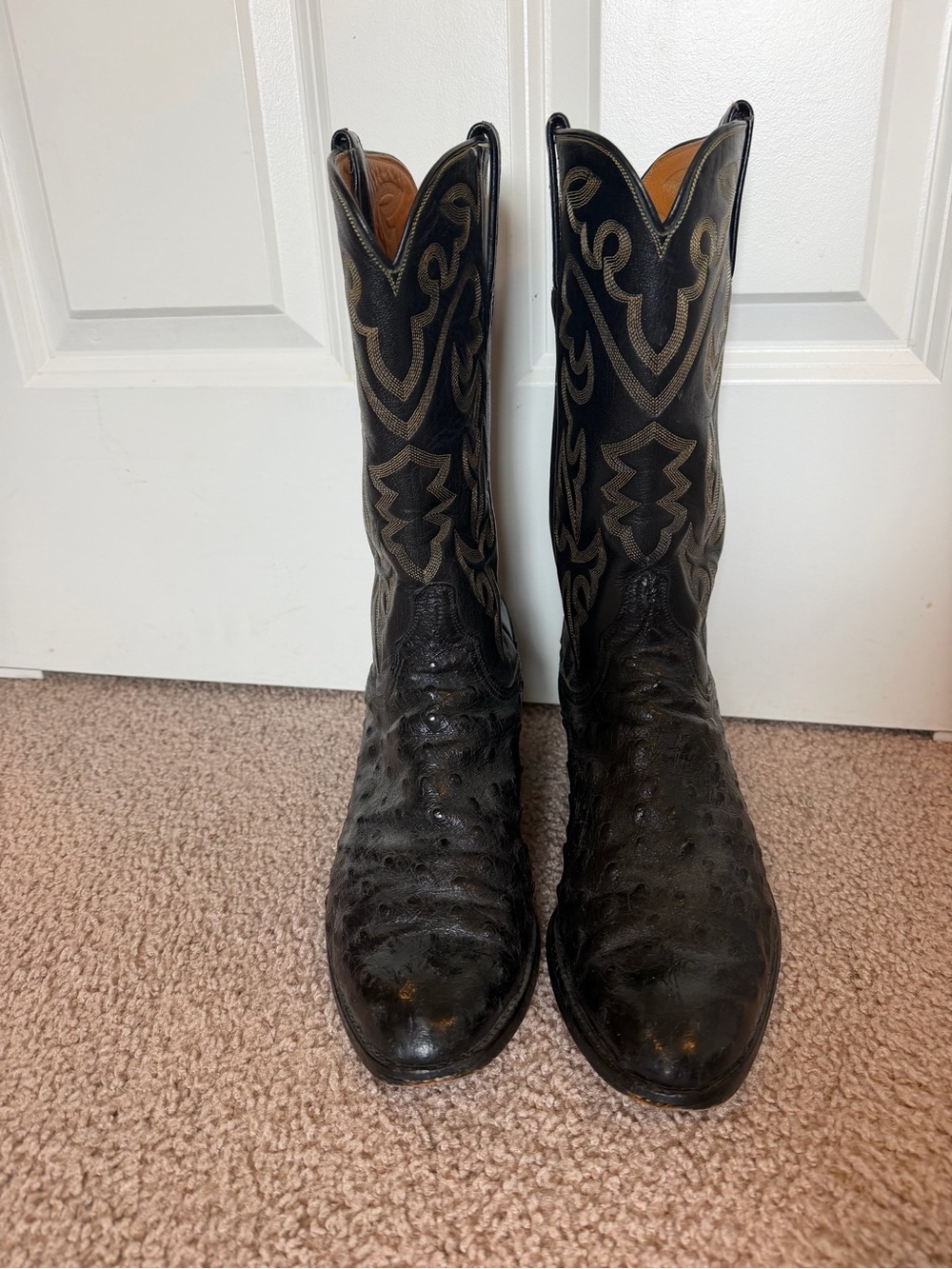 Men's Black Ostrich Leather Western Boots
